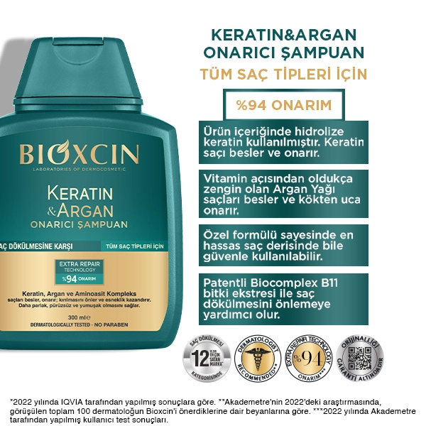 keratin argan onarıcı şampuan