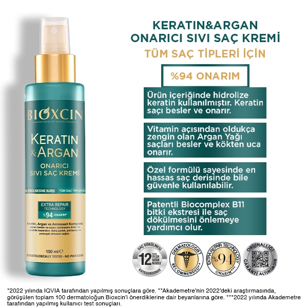 keratin argan sıvı saç kremi
