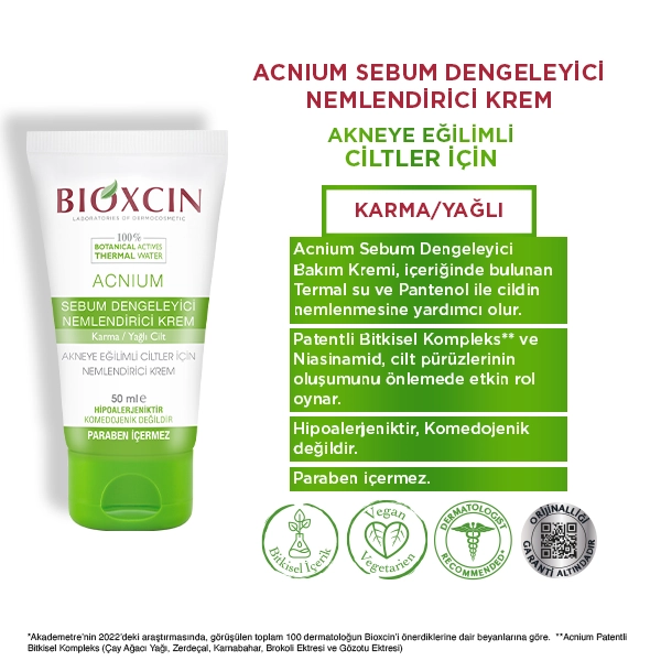 bioxcin acnium sebum dengeleyici nemlendirici krem