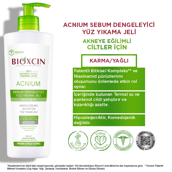 bioxcin acnium sebum dengeleyici yüz yıkama jeli
